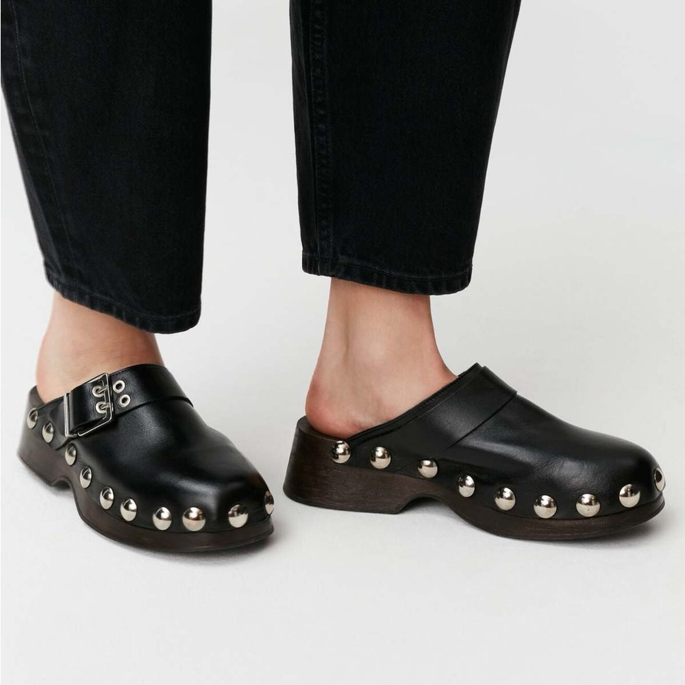 Ganni Studded Leather Clogs